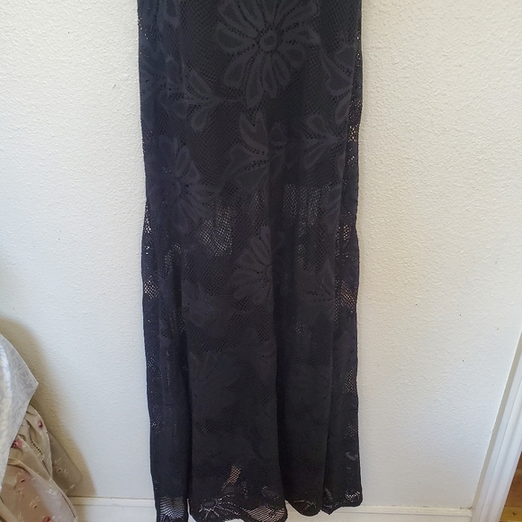 Charlotte Russe Dress Lace Bohemian  Black Floral Maxi Dress Size M - Picture 4 of 13